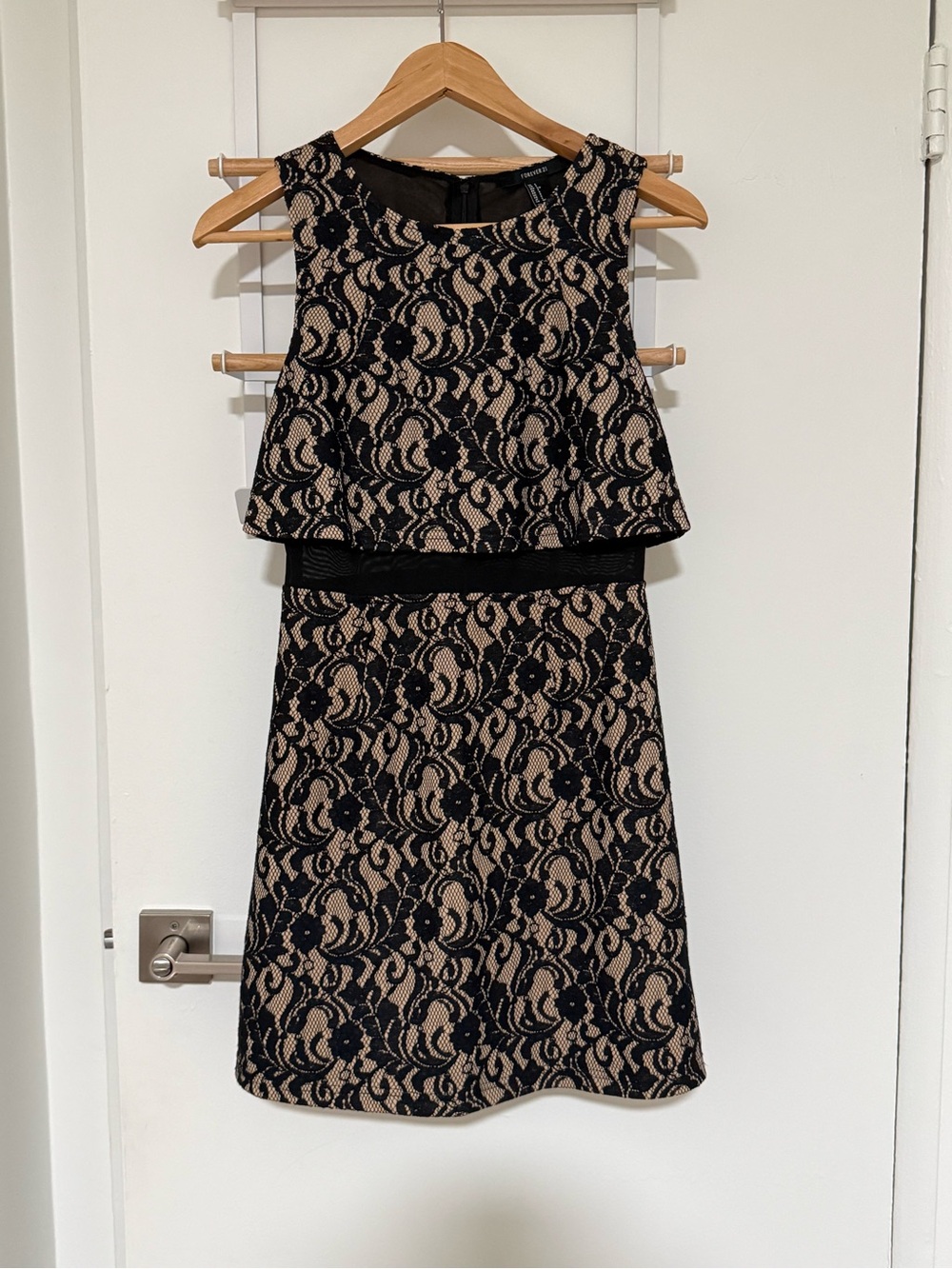 Black and Gold Lace Cocktail Mini Dress